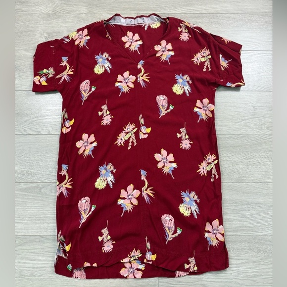Madewell Novel Floral Red Short Sleeve Mini Dress in Bird of Paradise - Picture 4 of 11